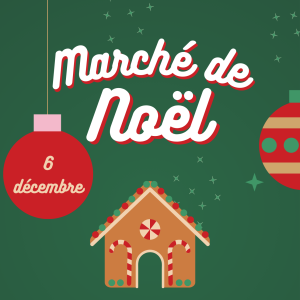 Flyer affiche Marché de Noël illustratif festif vert rouge blanc